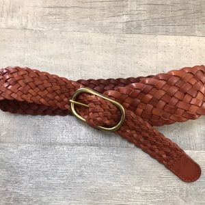 Brown leather braided belt